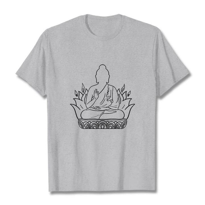 Buddha Stones Lässig Meditation Buddha Muster T T-shirt - Hellgrau - 2XL - image 20