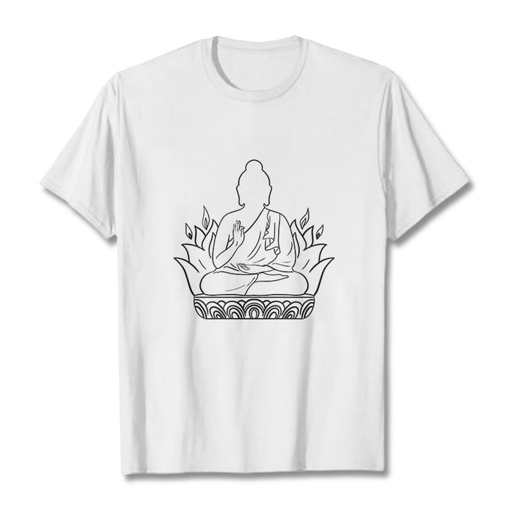 Buddha Stones Lässig Meditation Buddha Muster T T-shirt - Weiß - 2XL - image 8
