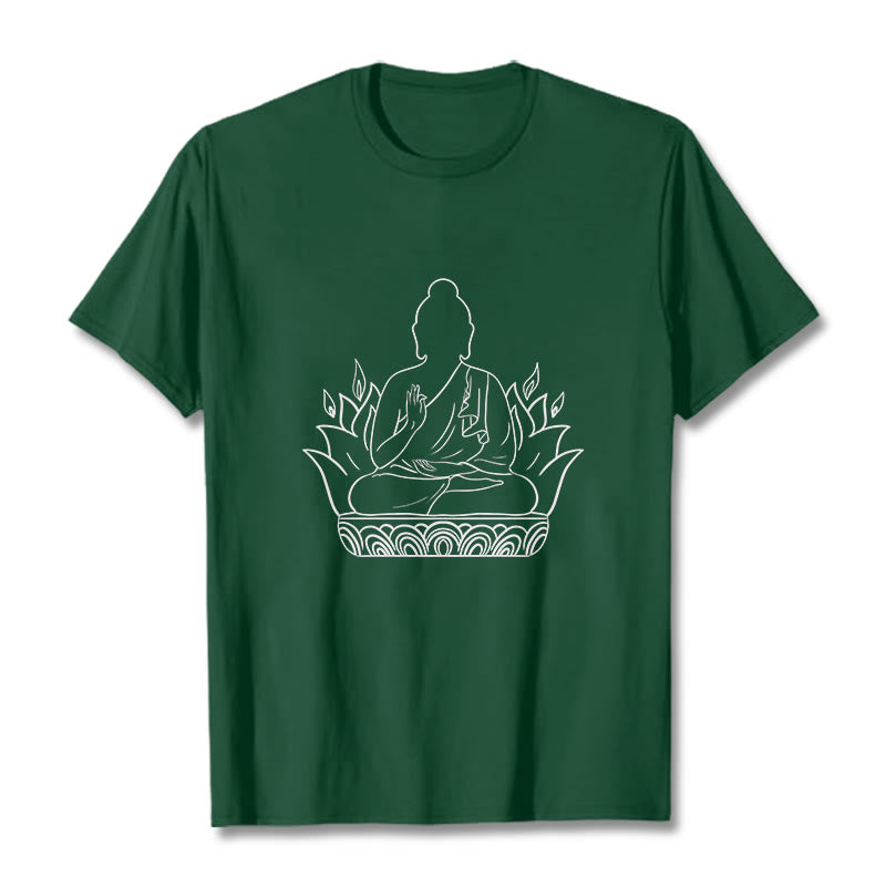 Buddha Stones Lässig Meditation Buddha Muster T T-shirt - WaldGrün - 2XL - image 11