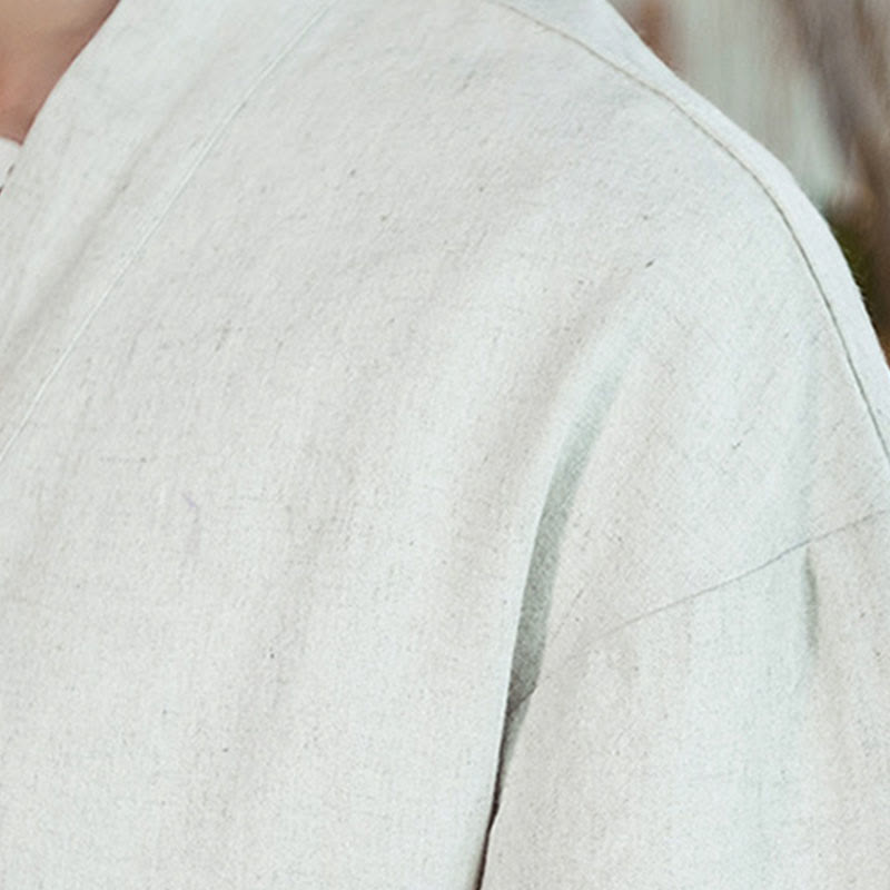 Buddha Stones Ethnic Printing Patchwork Halbarm Offene Frontjacke Baumwolle Leinen Herren Kimono - image 19