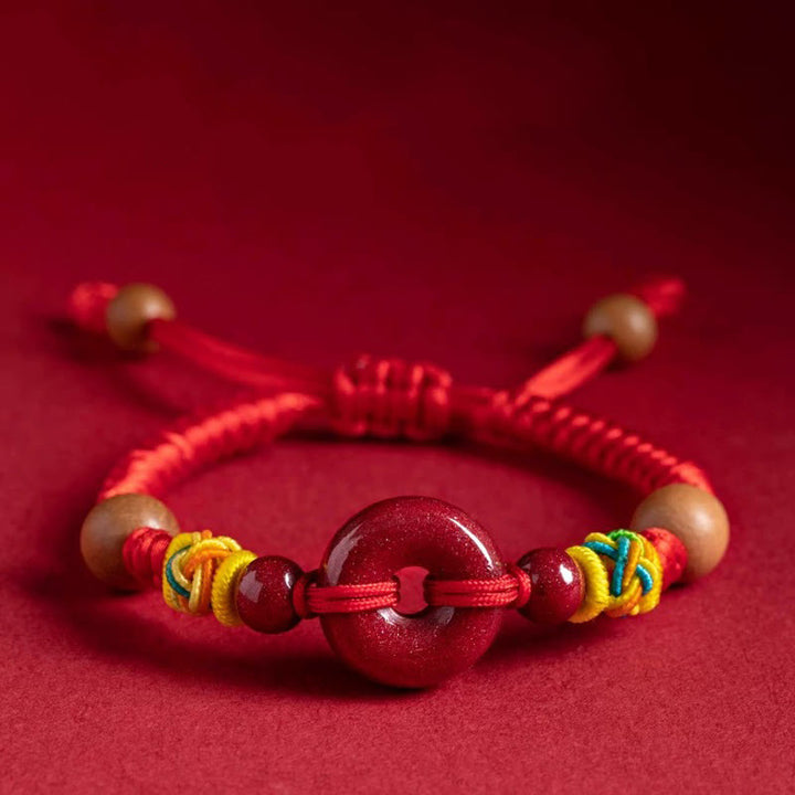 Buddha Stones Rote Schnur Pfirsich Holz Frieden Schnalle Zinnober Schutz Erwachsene Kind Armband - Kind (Handgelenkumfang: 11–12 cm) - image 1
