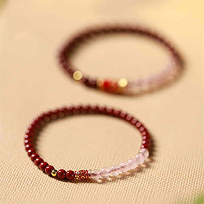 Buddha Stones Natürlicher Zinnoberrosa Kristall Erdbeerquarz Glücksbringer Koi Fisch Segensarmband - image 15