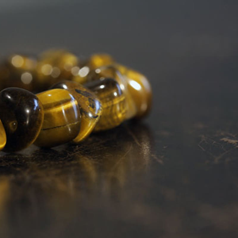 Buddha Stones Tigerauge Unregelmäßige Blöcke Mut Armband