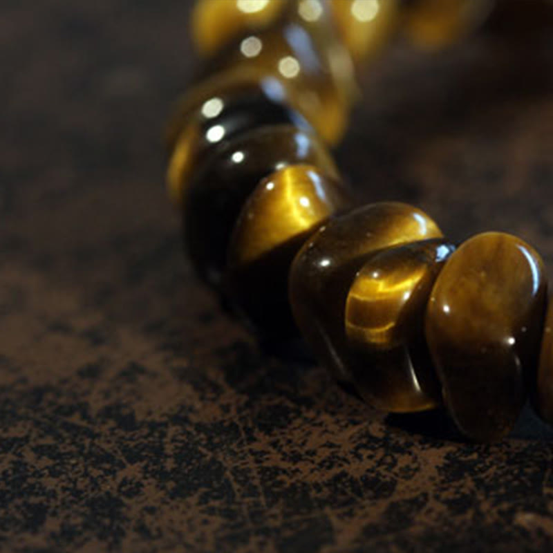 Buddha Stones Tigerauge Unregelmäßige Blöcke Mut Armband
