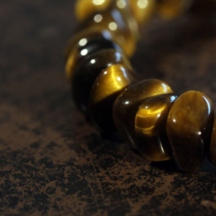 Buddha Stones Tigerauge Unregelmäßige Blöcke Mut Armband