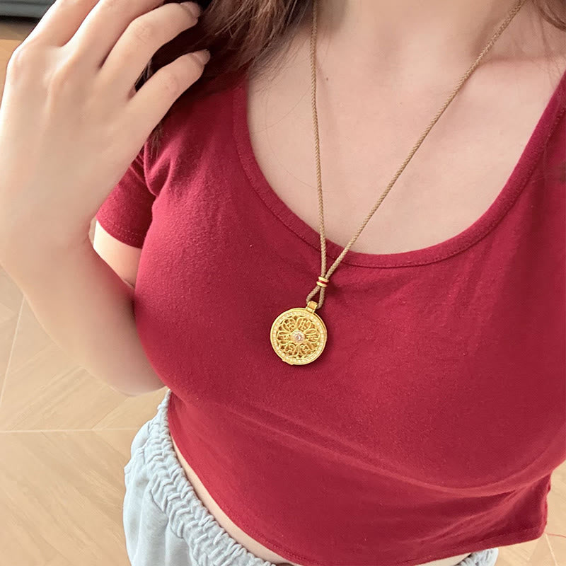 Halskette mit Anhänger aus Buddha Stones „ Om Mani Padme Hum“, zum Öffnen, Kupfer, vergoldet, Reichtum - image 4