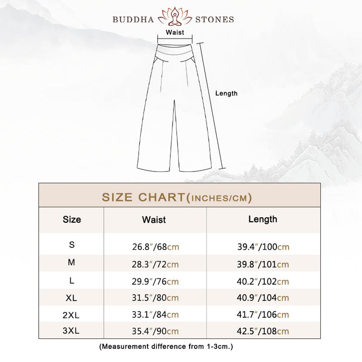Buddha Stones – Unifarbene Hose aus Baumwollleinen mit hoher Taille und weitem Bein und Taschen - image 4