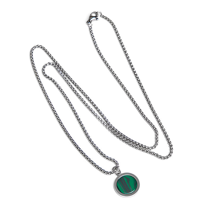 Buddha Stones Naturstein Türkis Tigerauge Lazurit Malachit Titanstahl Reinigung Halskette Anhänger