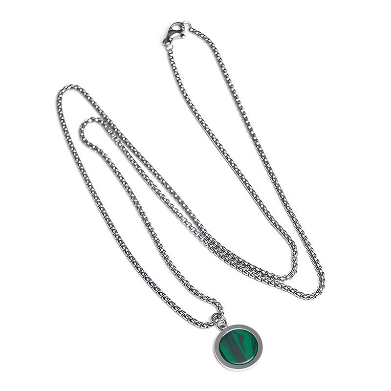 Buddha Stones Naturstein Türkis Tigerauge Lazurit Malachit Titanstahl Reinigung Halskette Anhänger