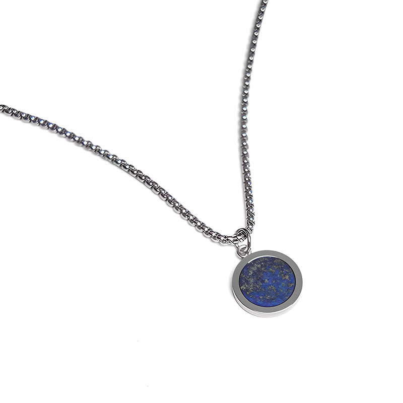 Buddha Stones Naturstein Türkis Tigerauge Lazurit Malachit Titanstahl Reinigung Halskette Anhänger