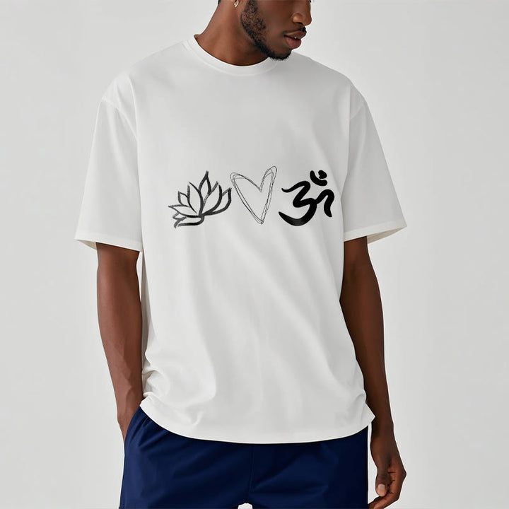 Buddha Stones Casual Lotus Herz Muster Om Symbol Sanskrit Baumwolle T-Shirt - image 9