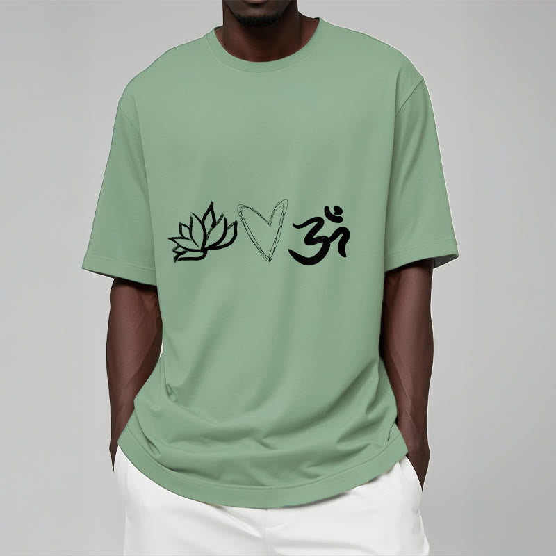 Buddha Stones Casual Lotus Herz Muster Om Symbol Sanskrit Baumwolle T-Shirt - image 16