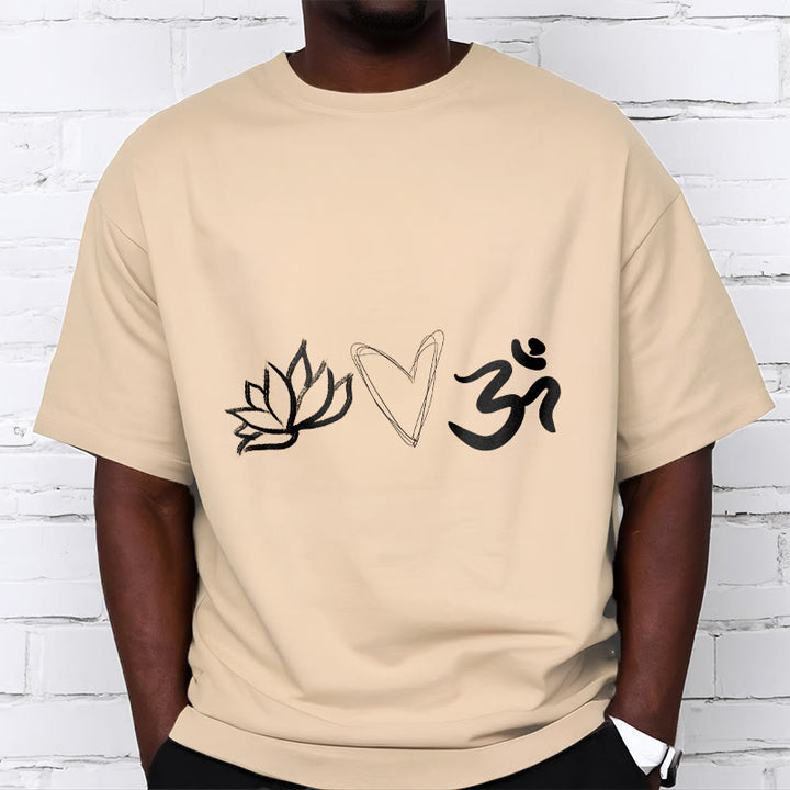 Buddha Stones Casual Lotus Herz Muster Om Symbol Sanskrit Baumwolle T-Shirt - image 12