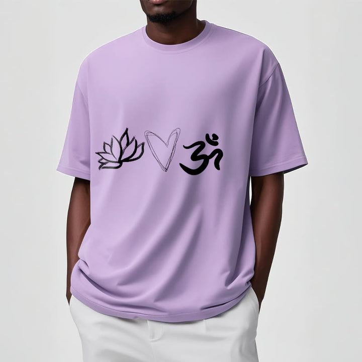 Buddha Stones Casual Lotus Herz Muster Om Symbol Sanskrit Baumwolle T-Shirt - image 18