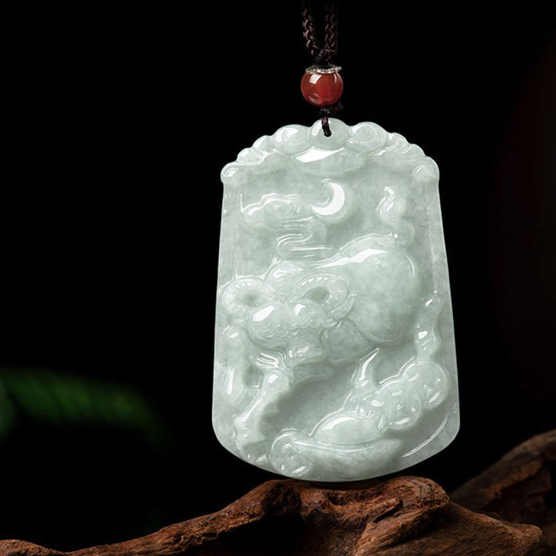 Buddha Stones, natürliche Jade, 12 chinesische Sternzeichen, Fülle, Amulett-Anhänger-Halskette - Ochse - image 12