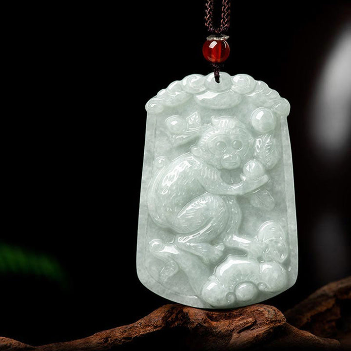 Buddha Stones, natürliche Jade, 12 chinesische Sternzeichen, Fülle, Amulett-Anhänger-Halskette - Affe - image 22