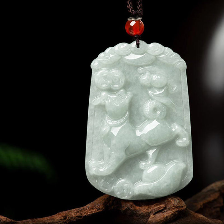 Buddha Stones, natürliche Jade, 12 chinesische Sternzeichen, Fülle, Amulett-Anhänger-Halskette - Hund - image 24