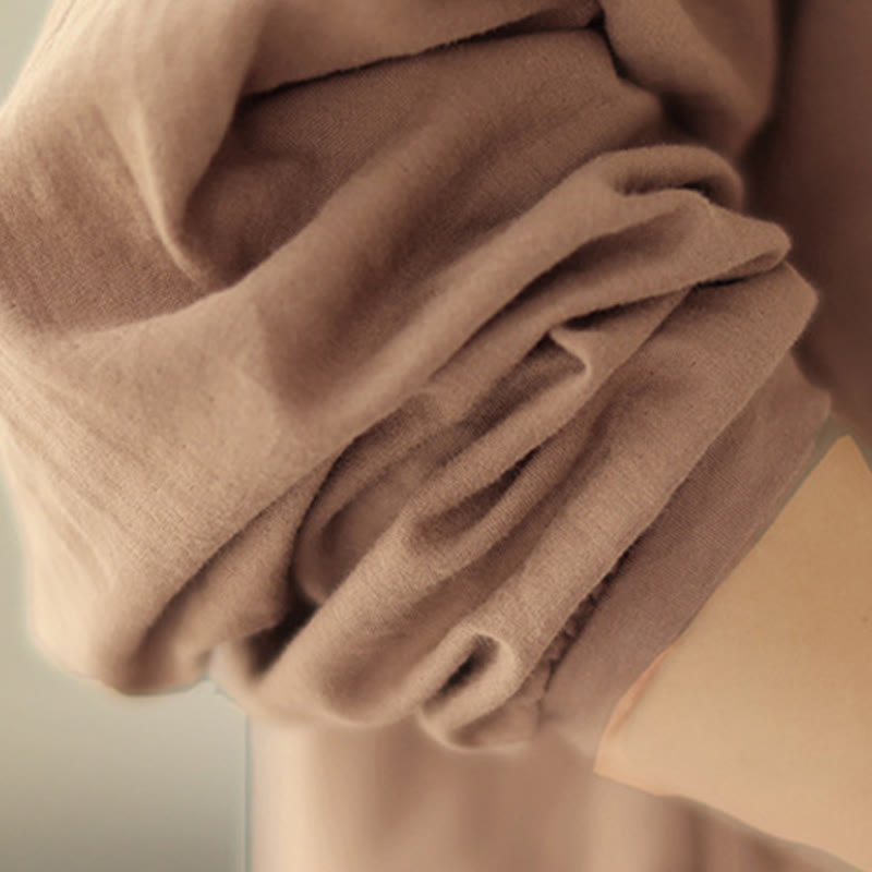 Buddha Stones Commute Spring Plain Halbknöpfe Einfaches Design Damen Langarmhemd aus Baumwolle und Leinen - image 19