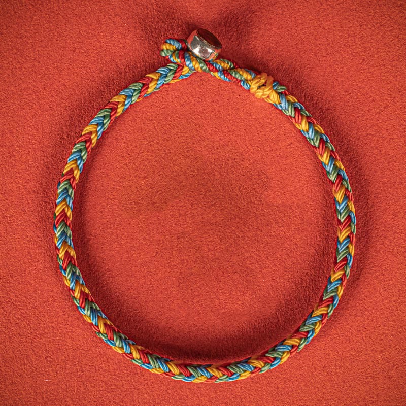 Buddha Stones 925 Sterling Silber Achtfädiger Friedensknoten Buntes Seil Glück Geflochtenes Armband - image 8