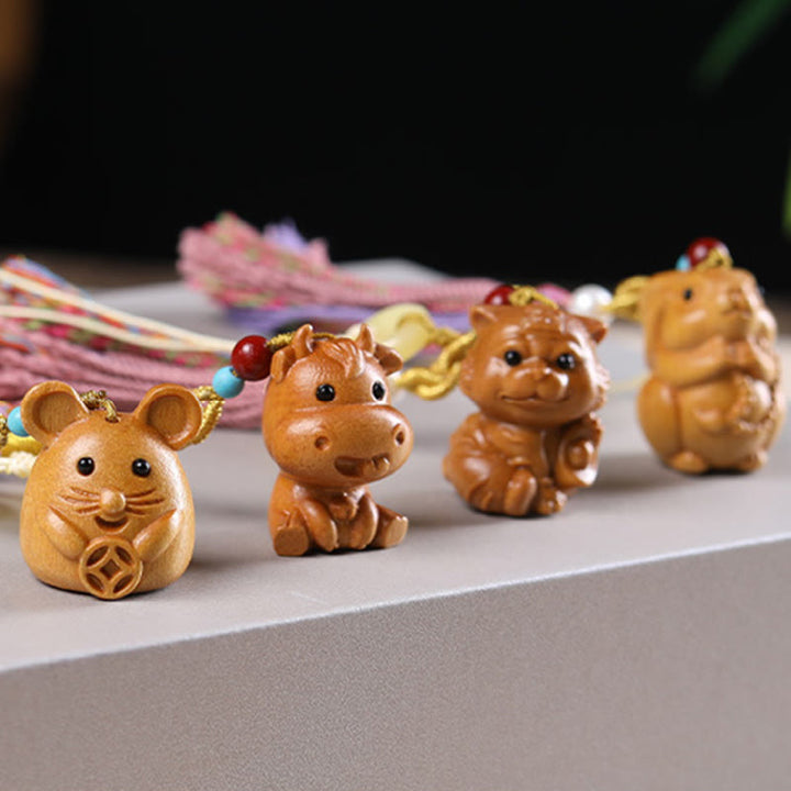 Buddha Stones, Sandelholz, 12 chinesische Sternzeichen, Segen, bunte Quaste, Zubehör, Schlüsselanhänger - image 35