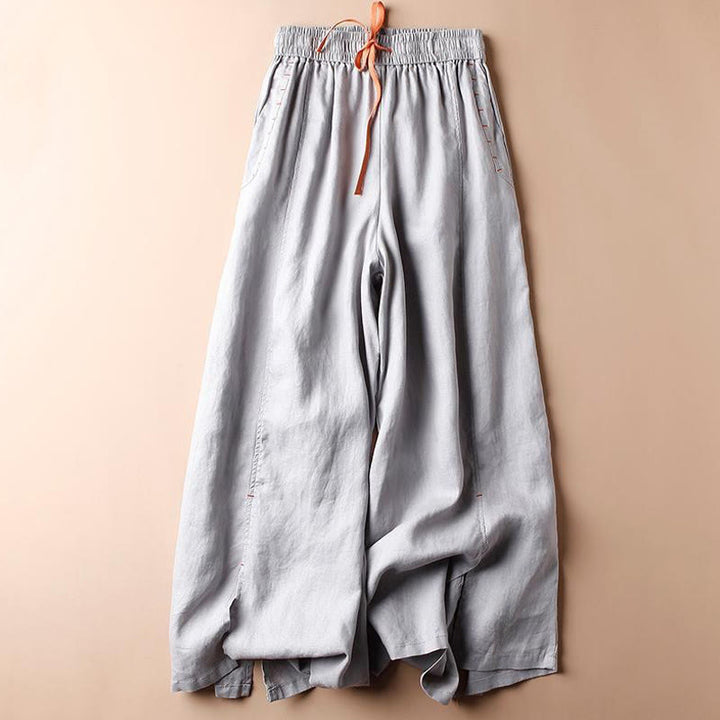 Buddha Stones Lässige Baumwollhose mit Schlitz am Saum, Damen, Länge 7–8, weites Bein, mit Taschen - Hellstahlblau - US8-10, UK/AU12-14,EU40-42 (2XL) - image 11