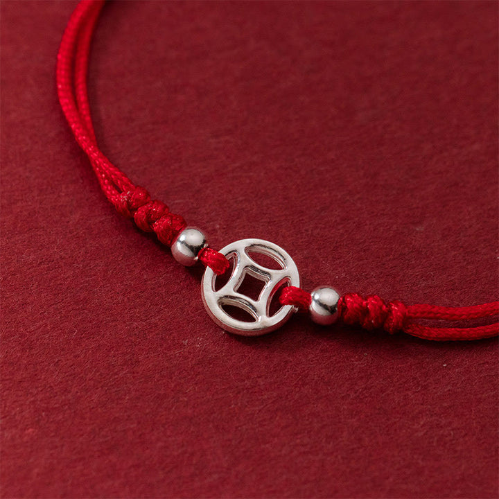 Buddha Stones 925 Sterling Silber Hohlkupfermünze Glücksschnur Armband - image 3