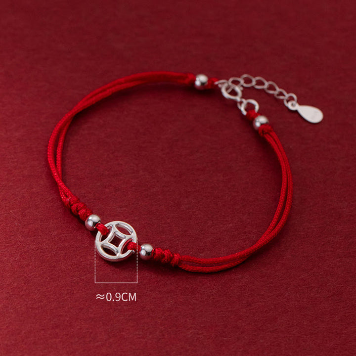 Buddha Stones 925 Sterling Silber Hohlkupfermünze Glücksschnur Armband - image 8