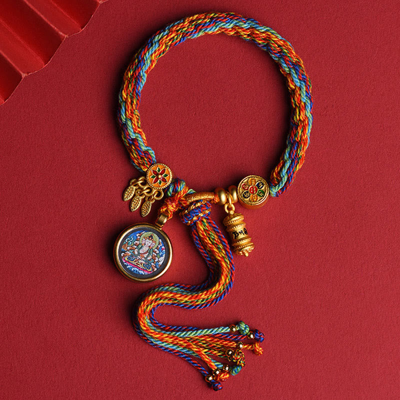 Buddha Stones Thangka Tibetisches Chinesisches Sternzeichen Zakiram Buntes Seil Verbindungsschnur Armband - Ochse&Tiger - image 1