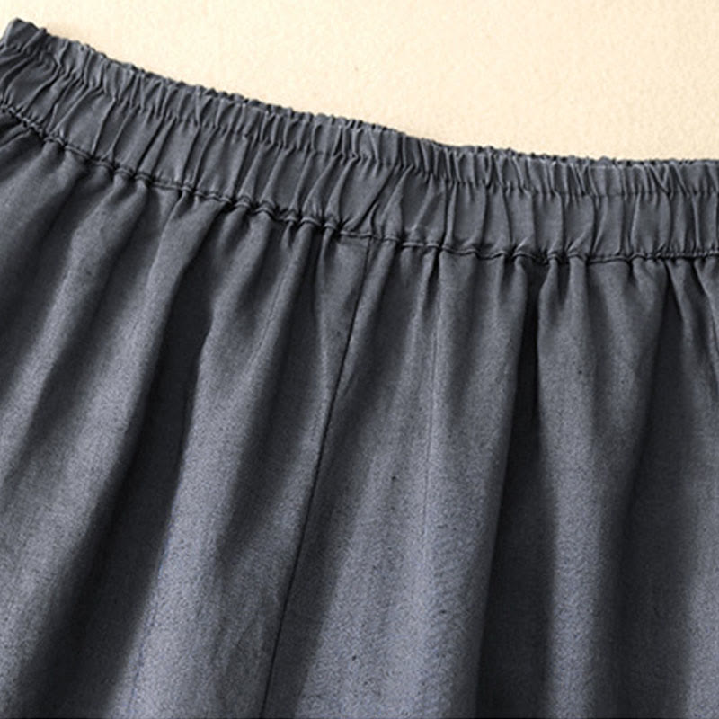 Buddha Stones Lässige, schlichte, kurze Hose für Damen, Haremshose aus Baumwolle und Leinen mit Taschen - image 3