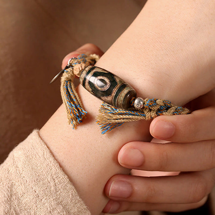 Buddha Stones Handgefertigtes tibetisches Dzi-Perlen-Armband zum Schutz des Reichtums, geflochtene Schnur - image 4