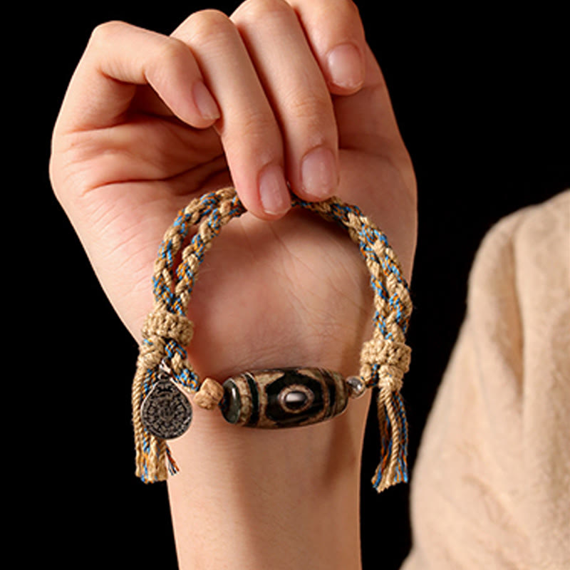 Buddha Stones Handgefertigtes tibetisches Dzi-Perlen-Armband zum Schutz des Reichtums, geflochtene Schnur - image 7