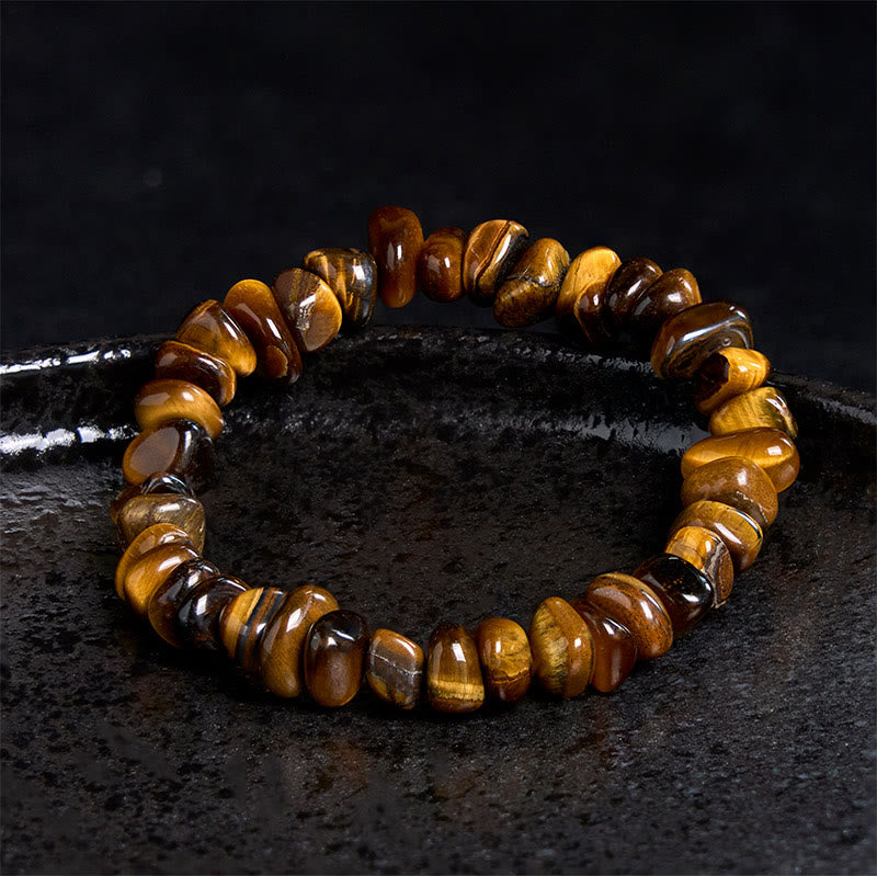 Buddha Stones Tigerauge Unregelmäßige Blöcke Mut Armband