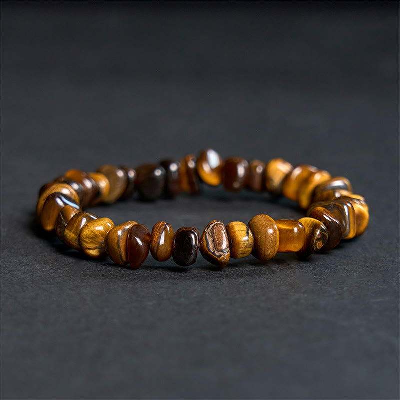 Buddha Stones Tigerauge Unregelmäßige Blöcke Mut Armband