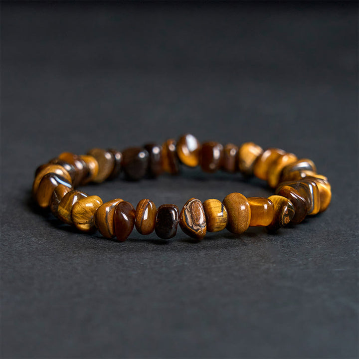 Buddha Stones Tigerauge Unregelmäßige Blöcke Mut Armband