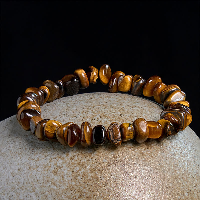 Buddha Stones Tigerauge Unregelmäßige Blöcke Mut Armband