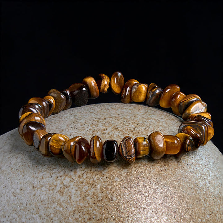 Buddha Stones Tigerauge Unregelmäßige Blöcke Mut Armband