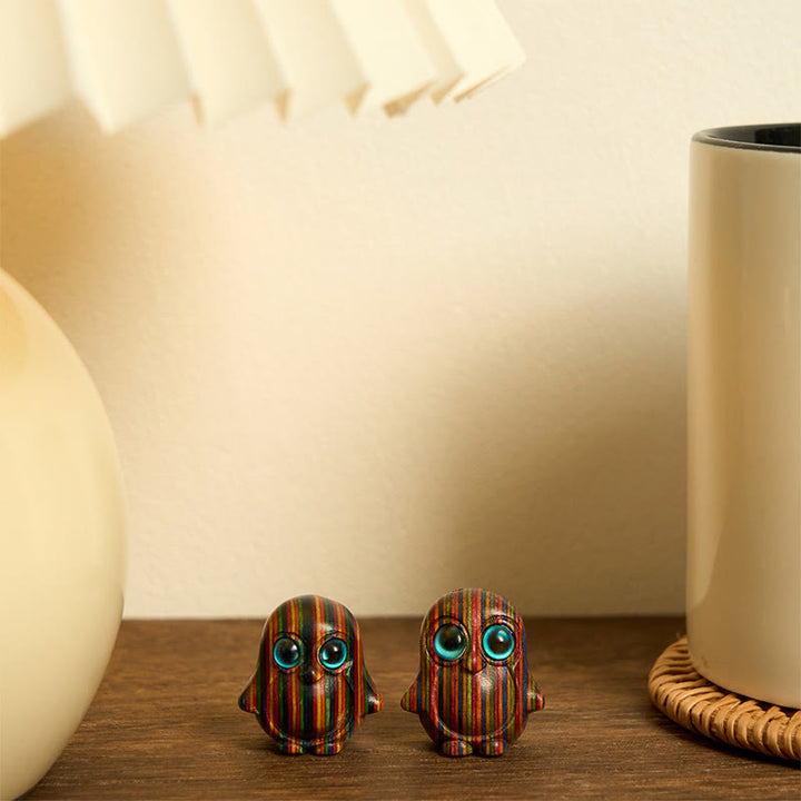 Buddha Stones 2Pcs Mini Regenbogen Eukalyptus Pinguin Geschnitzte Kreativität Dekoration - image 6