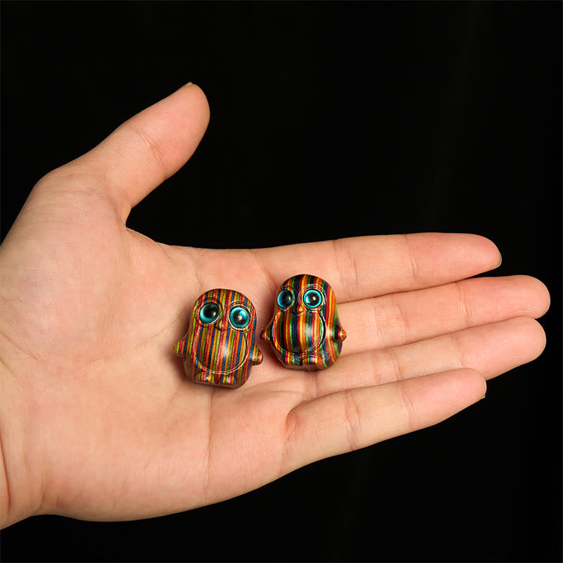 Buddha Stones 2Pcs Mini Regenbogen Eukalyptus Pinguin Geschnitzte Kreativität Dekoration - image 3