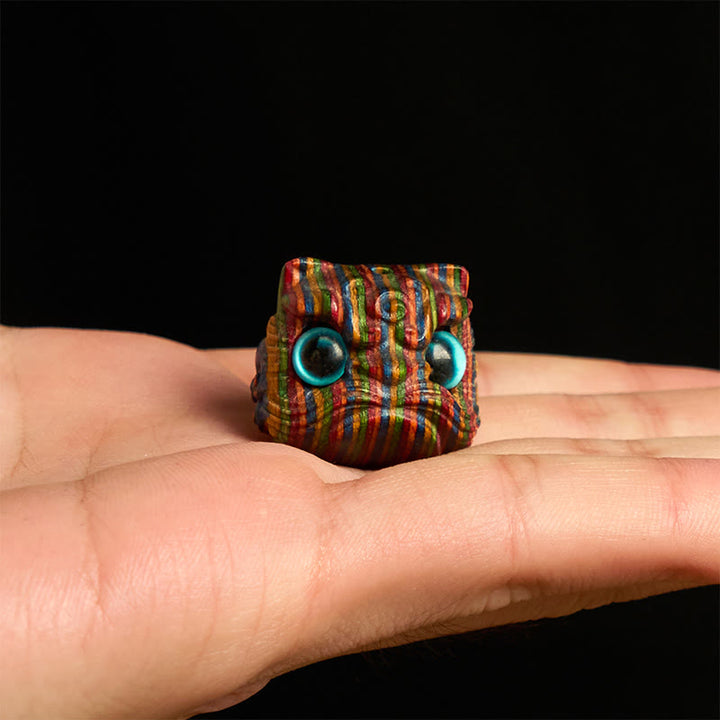 Buddha Stones, 2 Stück, Mini-Regenbogen-Eukalyptus, tanzender Löwe, geschnitzte Balance-Dekoration