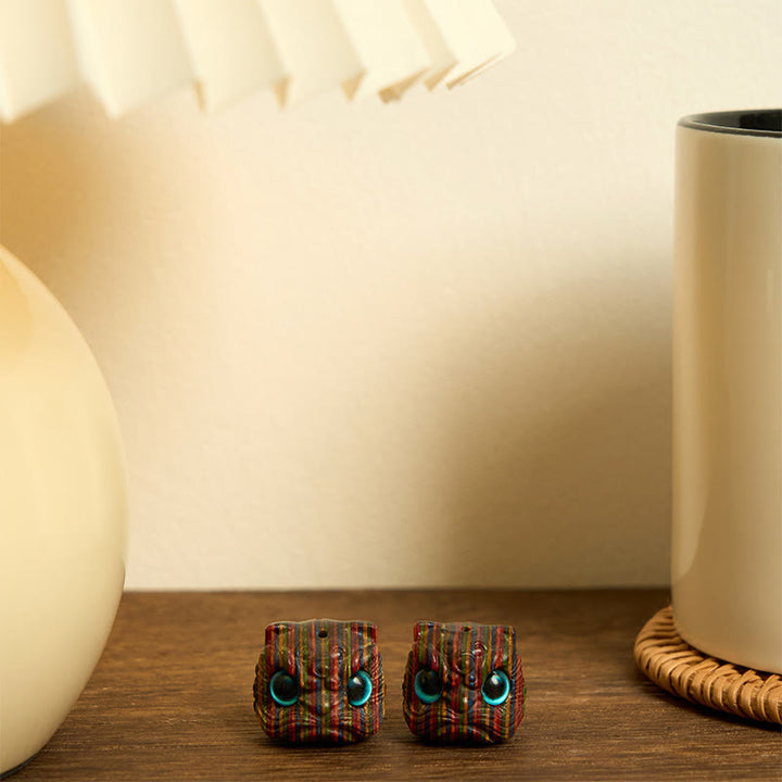 Buddha Stones, 2 Stück, Mini-Regenbogen-Eukalyptus, tanzender Löwe, geschnitzte Balance-Dekoration