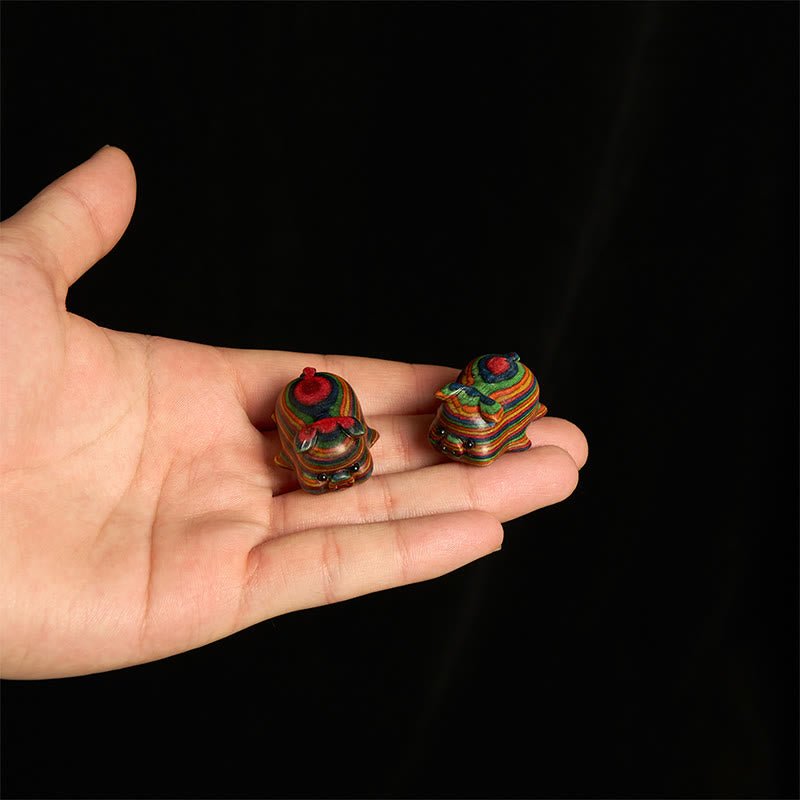 Buddha Stones 2Pcs Mini Regenbogen Eukalyptus Schwein Geschnitzt Positive Dekoration - image 4