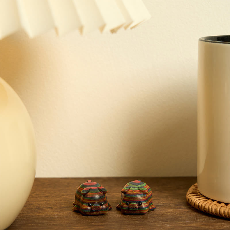 Buddha Stones 2Pcs Mini Regenbogen Eukalyptus Schwein Geschnitzt Positive Dekoration - image 6