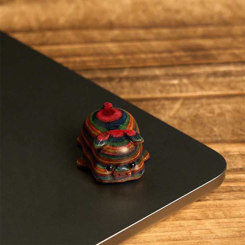 Buddha Stones 2Pcs Mini Regenbogen Eukalyptus Schwein Geschnitzt Positive Dekoration - image 5