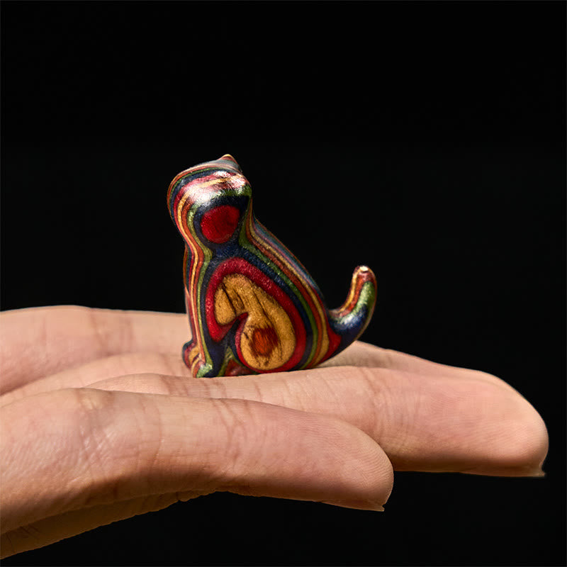 Buddha Stones, 2 Stück, Mini-Regenbogen-Eukalyptus, sitzende Katze, geschnitzt, reduziert Stress, Dekoration - image 9