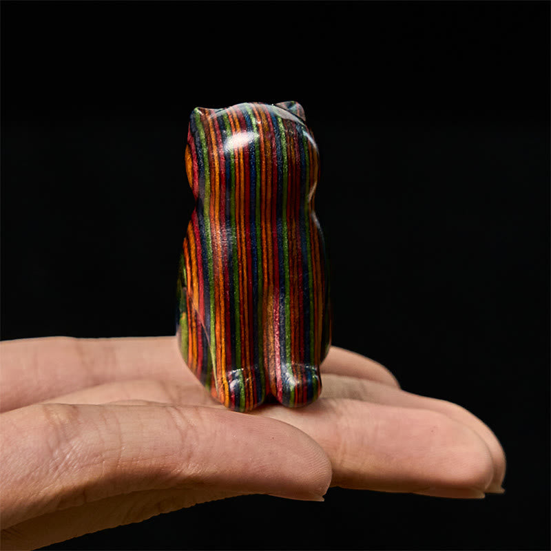 Buddha Stones, 2 Stück, Mini-Regenbogen-Eukalyptus, sitzende Katze, geschnitzt, reduziert Stress, Dekoration - image 8