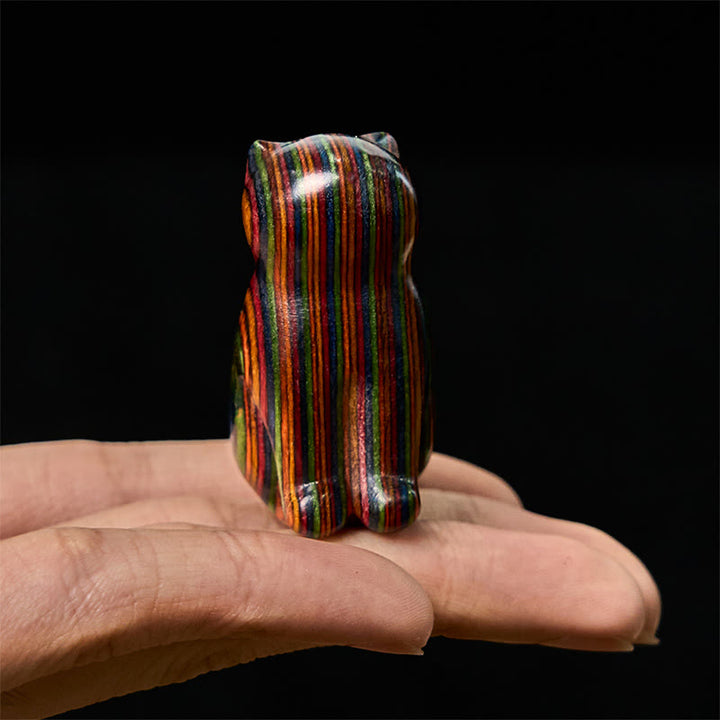 Buddha Stones, 2 Stück, Mini-Regenbogen-Eukalyptus, sitzende Katze, geschnitzt, reduziert Stress, Dekoration - image 8