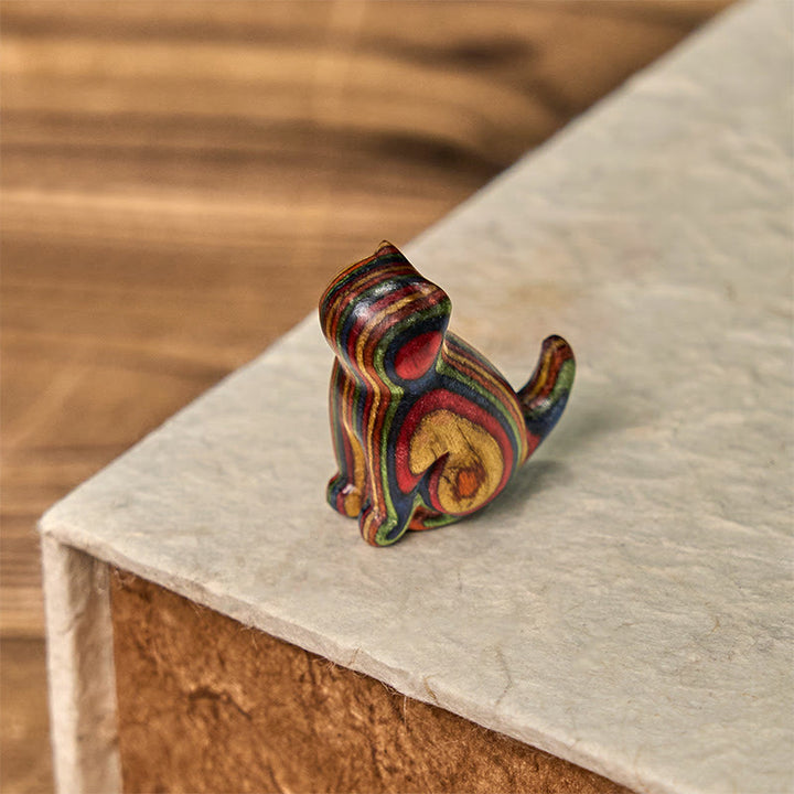 Buddha Stones, 2 Stück, Mini-Regenbogen-Eukalyptus, sitzende Katze, geschnitzt, reduziert Stress, Dekoration - image 14