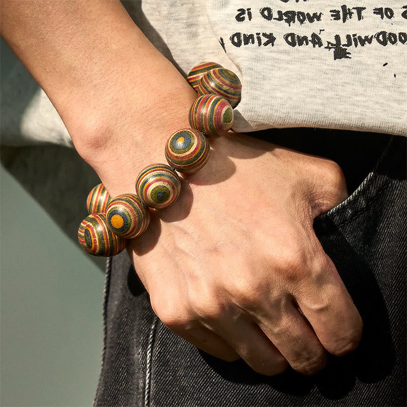 Buddha Stones Buntes Regenbogen-Eukalyptus-Balance-Armband - image 4