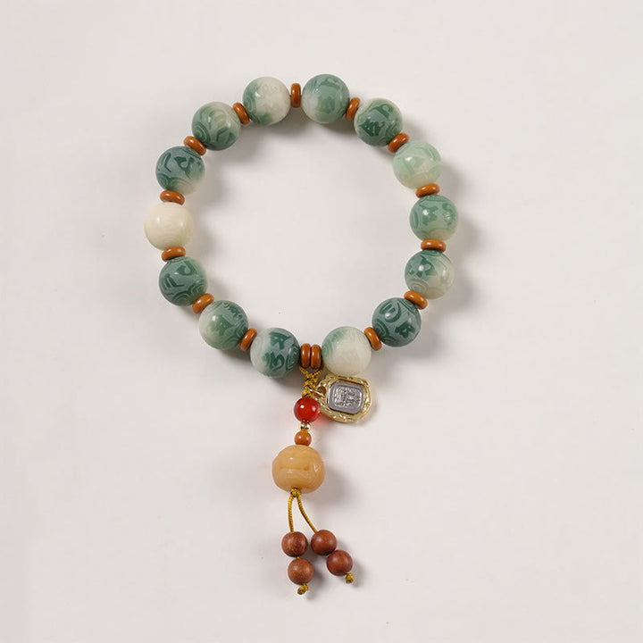 Buddha Stones, Farbverlauf, Bodhi-Samen, Om Mani Padme Hum, geschnitztes Zakiram-Friedensarmband - image 2