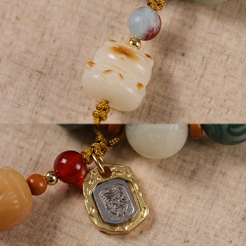 Buddha Stones, Farbverlauf, Bodhi-Samen, Om Mani Padme Hum, geschnitztes Zakiram-Friedensarmband - image 15